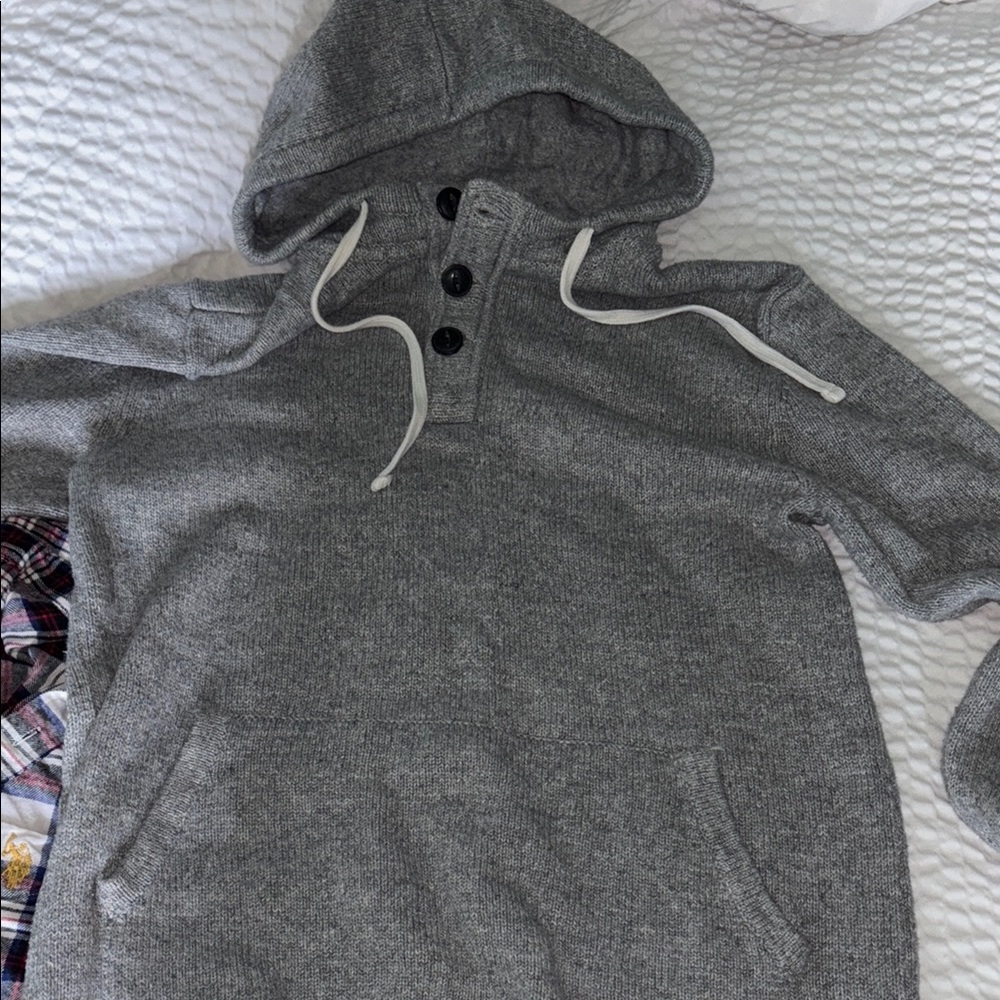 Hollister Polo Assn H&M Gray Blue Plaid Flannel Maroon Tee Gray Hoodie T Shirt S - Picture 4 of 7